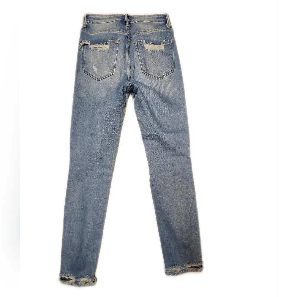 Vervet Blue, Light Blue Wash, Distressed, High Rise, Skinny Jeans, 25